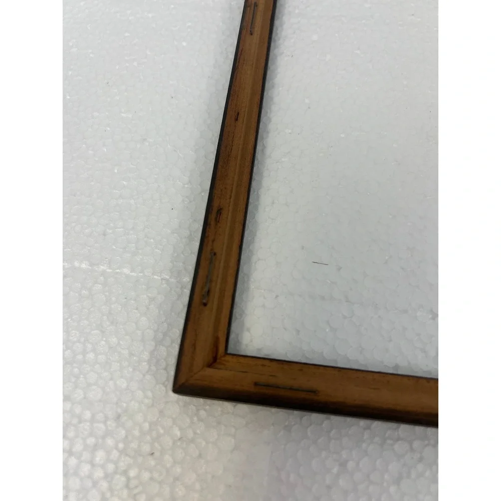Vintage Carved Wood Picture Frame Art Deco Border Dark Brown 7.5x10 Inch antique